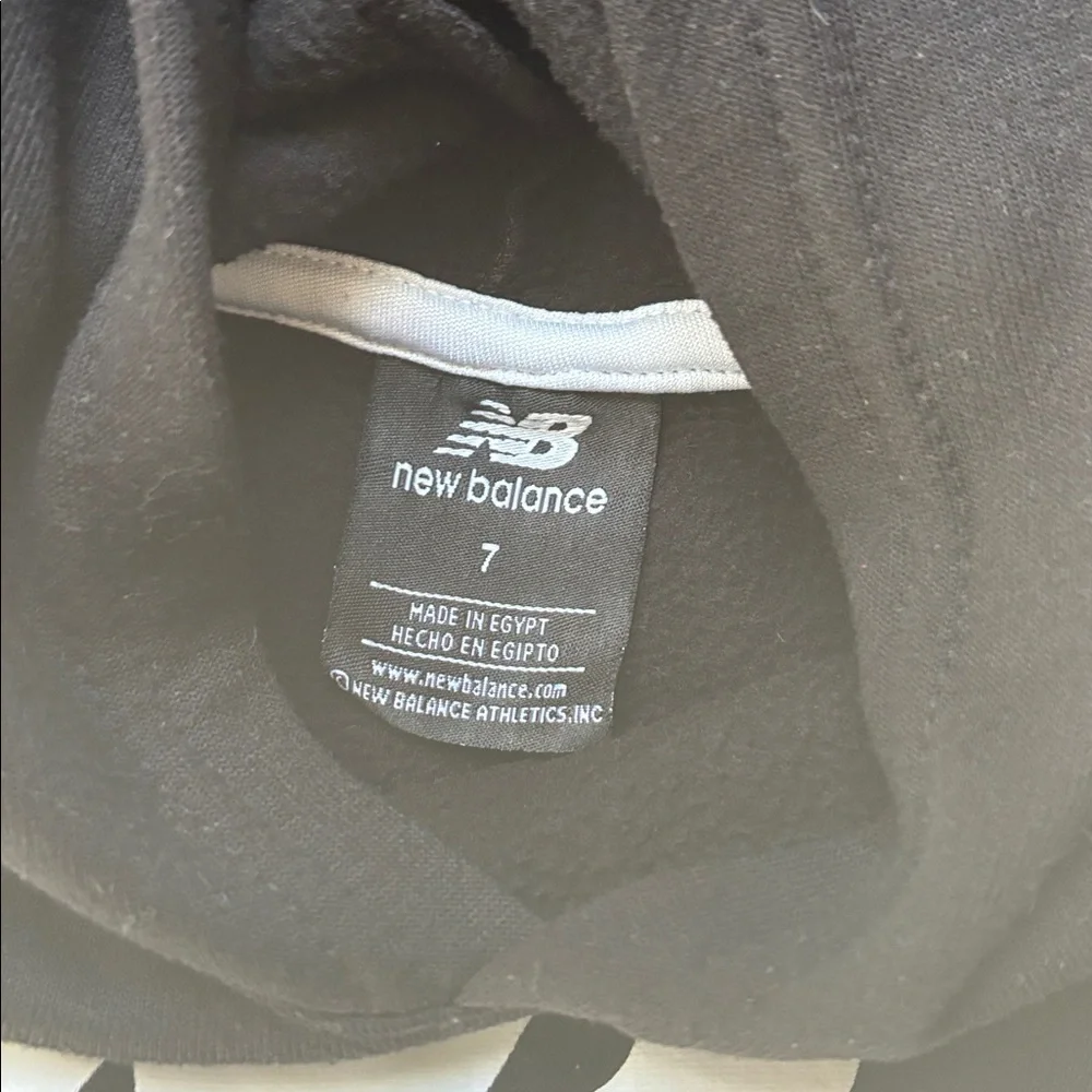 Kids New Balance Black Hoodie White Logo Pouch 7